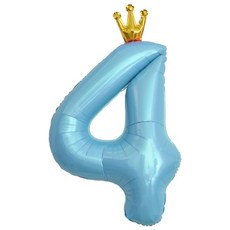 이벤트홀릭 초대형 왕관 숫자은박풍선, 블루 4
