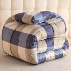 겨울철 학생 건설 현장 노동 보호용 면 누비이불 싱글더블 여름 시원함겨울 따뜻함, C. 파란색 체크무늬 - 화학 섬유 이불