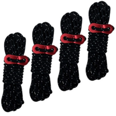 오즈니 캠핑 반사 텐트 로프 4p, 블랙