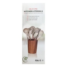 矽膠廚具11件套 鍍金木紋柄 鍋鏟勺子, 1個