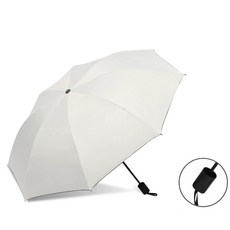 24骨自動摺疊晴雨傘 晴雨兩用商務男士防紫外線大傘, 新款黑膠手動八骨素色 - 白色, 1個