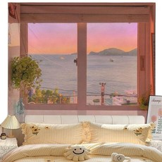 자연풍경 바다 숲 패브릭포스터 감성 인테리어 벽장식, 노을과 바다