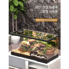 아크릴 투명 사육상자 소형 파충류 거미 도마뱀 사육장 테라리움 하우스 열대우림 테마 번식 관찰용 애완 동물 케이지, 1개, 투명 소형 파충류 상자