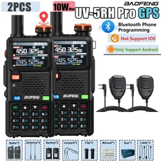 2/4개 바오펑 UV-5RH Pro GPS 10W 무전기 블루투스 앱 프로그램 640채널 UHF VHF 멀티밴드 FM USB-C 충전, 01 2PCS-Mic, 01 2PCS-Mic