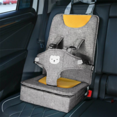 휴대용 카시트 어린이 안전 시트 쿠션 여행용 아기 보조 의자 접이식 가벼운 유아 간이 시트, 1개, 회색 색 키높이 스타일, 6개월~6세