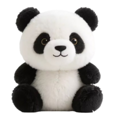 可愛熊貓玩偶，柔軟短毛絨，經典配色，居家裝飾，生日禮物, 白色, 1個