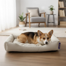 미마코 통세탁 사계절 애견 강아지 방석 대형 쿠션, 1개, 베이지