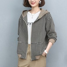 여성용 봄 빅사이즈 중년 집업 캐주얼 30대 40대 50대 아우터 후드 자켓