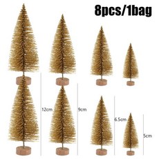 인공 미니어처 크리스마스 트리 눈 풍경 작은 삼나무 소나무 시잘 공예품 테이블탑 장식, 1개, 6. Gold
