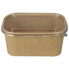 포담팩 KP 크라프트 사각종이용기 1000ml 뚜껑 용기 세트, 1개, 50개