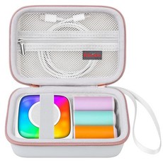 Elonbo Lebt 미니 스티커 포켓 프린터용 휴대용 케이스 열 라벨 프린터 여행 가방 메이커 기계 보관 홀더 종이 롤 테이프 메시 화이트, 1개