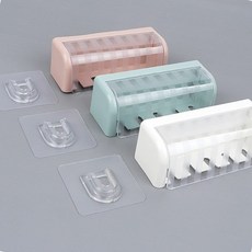 벽부착 칫솔꽂이 욕실 화장실 벽면 고정 걸이형 흡착식 양치도구, 블루, 1개