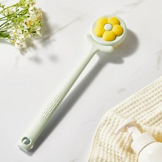 DFMEI 花朵洗澡刷軟毛搓背刷子搓背神器後背搓澡神器沐浴刷長柄不求人, 1個, 水草綠:如圖