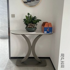 폭좁은 장식장 슬림 스트립 입구 수납장 라운드 모던 테이블 복도 심플, X. 1.1m 그레이 프레임 설산석