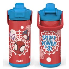 啵比小舖 美國zak! Beacon 兒童防漏吸管水瓶 1個, 蜘蛛人(不銹鋼397ml), 蜘蛛人(不銹鋼397ml), 16 OZ(473ml)
