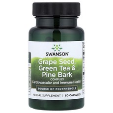 행복하고 건강하게 Swanson 포도씨 녹차 & 소나무껍질 복합체 캡슐 60정 백년회로하세요, Swanson포도씨녹차소나무껍질복합체캡슐60정, 1개