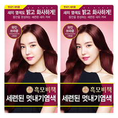 리엔 흑모비책 세련된 멋내기 염색제, 와인브라운, 2개