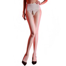 ZCGFKANYU 여성용 오일 샤이니 팬티 스타킹 3 데니어 초박형 시어 타이츠 탈착식 펄 스트랩 글로스 스타킹 화이트.