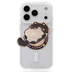 BuyChoo 해피 고양이 휴대폰 그립톡, 1개, 블랙