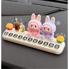 신니디 라부부 자동차 번호판 부착형, 1개, 퍼플+핑크