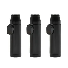 3PCS 미니 페퍼 셰이커 프리미엄 메탈 스너프불릿 향신료 디스펜서 감미료 휴대용 여행용 보관함, 3pcs Black