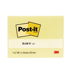 쓰리엠 포스트잇 노트 657 102 x 76mm, 노랑, 1개, 2개