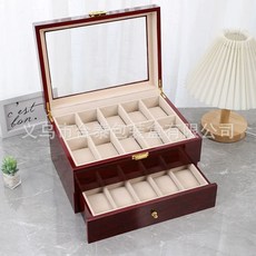 오토메틱시계 나무보관함 이중 시계 피아노 고급 도색 페인팅 우드 박스 워치, 1개, H. 레드미 0구 시계 나무 상자