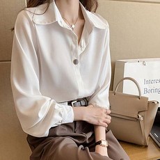 빅카라 LK-S012 부드러운 여성 실크 블라우스 심플