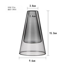 모던 이중층 유리 디퓨저 공병 심플 디자인 인테리어 장식용 투명 빈병 50ml, 1개, 1000ml, 높은 삼각형 그레이