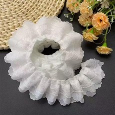 白色多層蕾絲花邊 寬5cm 雪紡壓花布料裝飾邊, 白色雪紡壓花930 寬5釐米 ,半碼45cm 連拍不剪斷, 1個