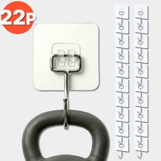 20P+2P 초강력 무타공 후크 탈부착 벽지 타일 벽 걸이 접착 고리, 22개, SH2511