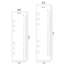A6/A5 빈티지 양각 PU 가죽 DIY 바인더 노트 커버 일기 일정 플래너 종이 학교 문구, A6, Ruler 1pc