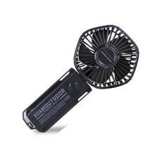 ADAMOUTDOOR USB充電式手持風扇 三段風速 2400mAh大容量電池, 黑色, 黑色