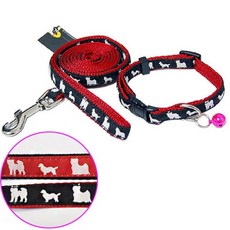 SB수빈스토어 도그프린팅 목줄세트 15mm 색상랜덤 반려견리드줄 긴줄 애완견리드줄