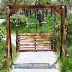 원목 그네 카페 야외용 흔들의자 정원 전원주택 펜션, 탄화 그네