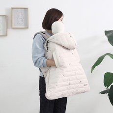 맘네스트 겨울 방한 패딩 아기띠워머 후드 바람막이 커버 유모차 풋머프 KC인증, {"워머-방한":"베이지크로버(자수)"}