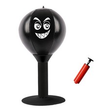 탁상용 펀칭 백 테이블 데스크 복싱 펀치 볼 팽창기 및 흡입 컵 개그 선물 복싱 운동 아버지를 위한 피로 버스터, PU 가죽 플라스틱 스테인레스 스틸, 검은색