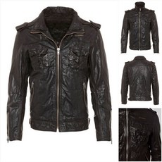 極度乾燥 Superdry RYAN SHERPA M65 仿羔羊毛加厚真皮騎士機車牛皮外套, 黑色,XL, 1個