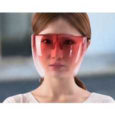 gouwa-989 투명 안면 보호 페이스쉴드 자외선 차단 얼굴 보호 마스크, 그라데이션 레드