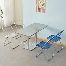 不鏽鋼餐吧桌椅 網紅不銹鋼餐桌 酒館麻辣燙燒烤奶茶火鍋店工業風不銹鋼長方形桌子, 1個, 圓形桌腿,60*60