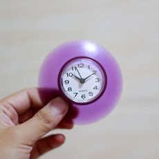 미니 방수 욕실시계 흡착식, 퍼플 + 배터리