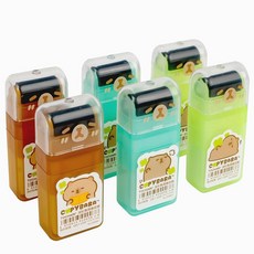 Smilo 롤러 지우개 6팩 동물 연필 지우개 커버 및 클린업 포함 사무실 청소년 성인 교사 파티 스케치용, Smilo 롤러 지우개 6팩, 동물 연필 지우개, 커버