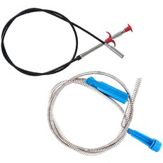 투데이리빙 2종 세트 스프링 와이어 청소기 + 머리카락 집게 화장실 하수구 욕실 세면대 싱크대 배수관 배관 청소 도구, 실버