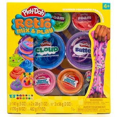 플레이도우 Play-Doh Kawaii 믹스 앤 플레이 향 화합물 - 구름 버터 폼 슈퍼 스트레치 감각 반죽 키트 아동용 선물 장난감 만 8-12세 파티 Play, Retro