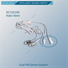 듀얼 PIR 센서 스위치 5A 12V-24V IR 모션 센서 침대 옆 램프 스마트 LED 조명을 꺼내려면 30초 지연, 3)PIR-2-DuPont