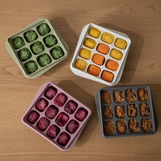 국내생산 NO.69 실리콘 플래티넘 이유식 보관 용기 12구 4color, 1개, 라이트그레이, 20ml