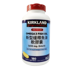 Kirkland 科克蘭 新型緩釋魚油軟膠囊 180粒, 1個, 180顆