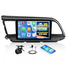 [4+128GB] 안드로이드 15 자동차 라디오 스테레오 현대 엘란트라 2019 2020용 무선 CarPlay 오토 9인치 스크린 라디오 블루투스 GPS WiFi FM/, [4+128GB] 안드로이드 15 자동차 라디오 스테레