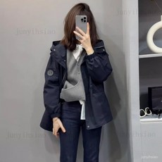 衝鋒衣外套女中長版加棉加厚秋冬新款收腰寬鬆小個子上衣棉服 輕風衣 騎車衝鋒外套 防風外套連帽