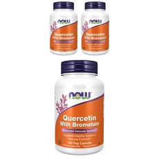NOW Foods 鳳梨酵素槲皮素素食膠囊, 120顆, 3罐